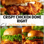 Crispy chicken sandwich on a bun with lettuce, served from an air fryer with golden Air Fried Food style.